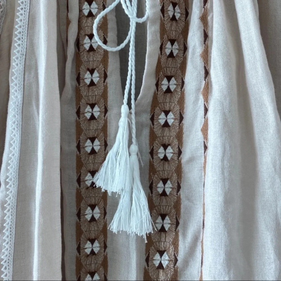 Tunic dress beach summer M beige tassels beachwear - Picture 3 of 4